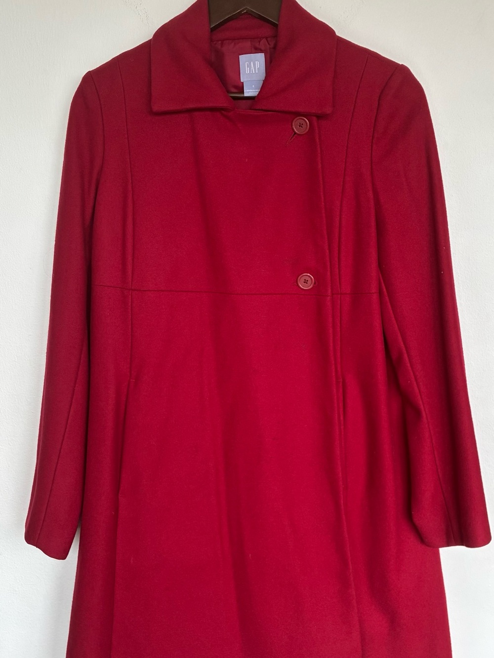 GAP Women's Bright Red Wool-Blend Pea Coat